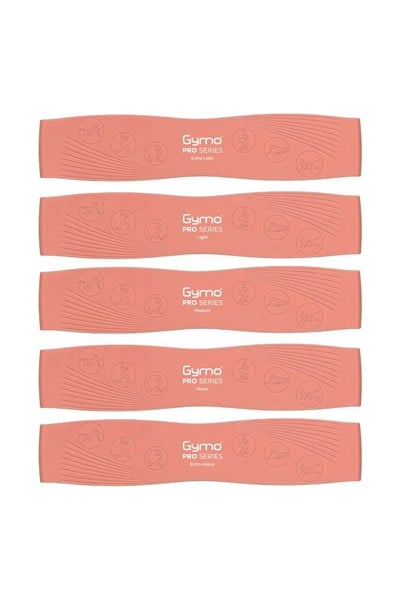 Gymo Pro Series Çantalı Direnç Bandı Fitness Pilates Esnetme Lastiği 5li Set Silikon Somon