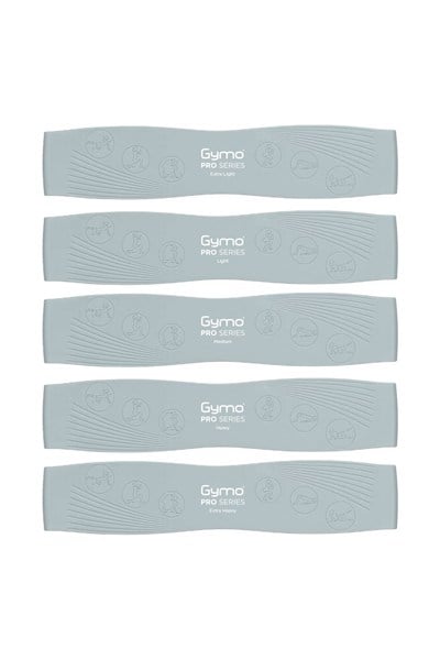 Gymo Pro Series Çantalı Direnç Bandı Fitness Pilates Esnetme Lastiği 5li Set Silikon Nane Yeşili