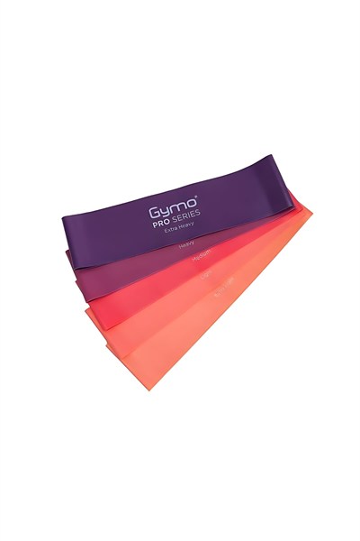 Gymo Pro Series Çantalı Direnç Bandı Fitness Pilates Esnetme Lastiği 5li Set Mor 7.5 cm