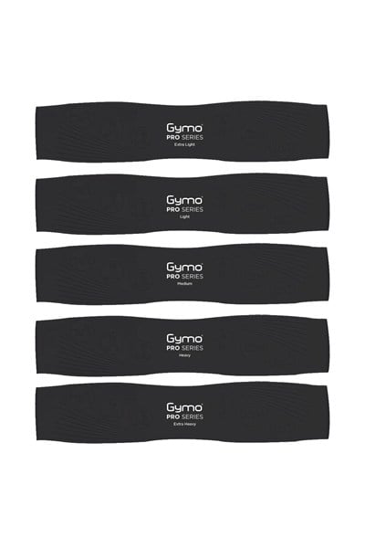 Gymo Pro Series Çantalı Direnç Bandı Fitness Pilates Esnetme Lastiği 5li Set Silikon Siyah