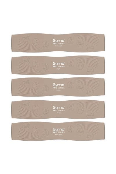 Gymo Pro Series Çantalı Direnç Bandı Fitness Pilates Esnetme Lastiği 5li Set Silikon Toprak