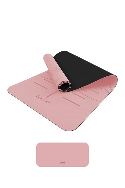 Gymo Sembol Hizalamalı 6mm TPE Yoga Matı Pilates Minderi Diz Dirsek Koruyucu Matlı Set Scarlet