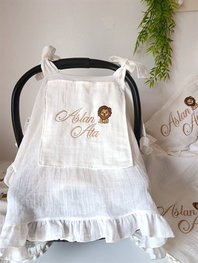 Aslan Nakışlı Kişiye Özel Müslin Bebek Seti – 7 Parça