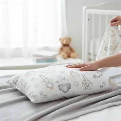 Müslin Bebek Yastığı – Pamuk Kılıflı, Yumuşak Dolgulu