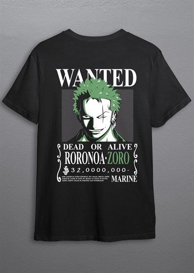 One Piece – Roronoa Zoro Dead or Alive Aranan Afişi Tişörtü (Unisex)