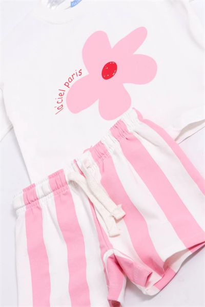 Pink Flower Tshirt&Şort Takım