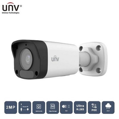 UNV IPC2124LB-AF28K-A2  4MP Sabit Lens Dahili Mikrofon Akıllı IR 30m Bullet Ağ Kamerası