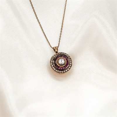 Vintage Esintili Dairesel Elmas Kolye