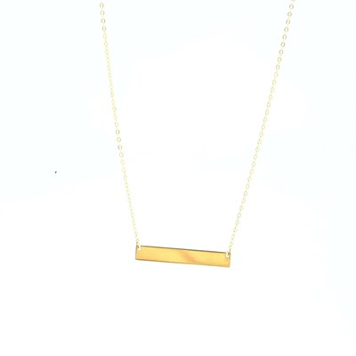 Minimalist Plaka Tasarımlı 14 Ayar Altın Kolye