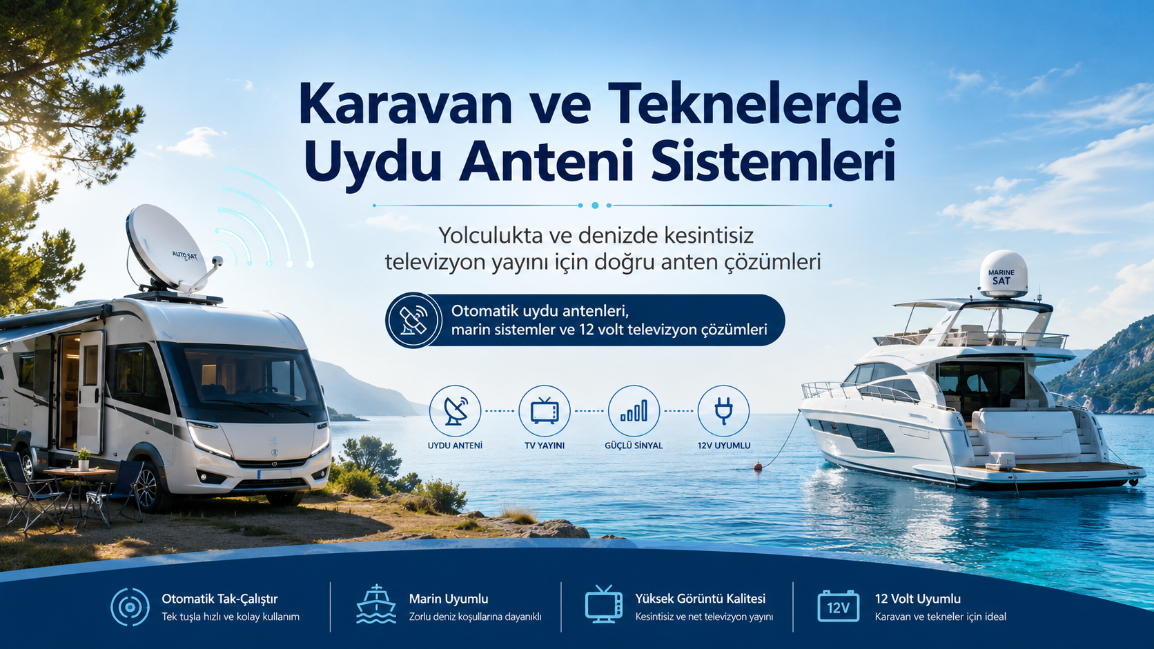 Karavan ve Teknelerde Televizyon Yayını İçin Uydu Anteni Sistemleri