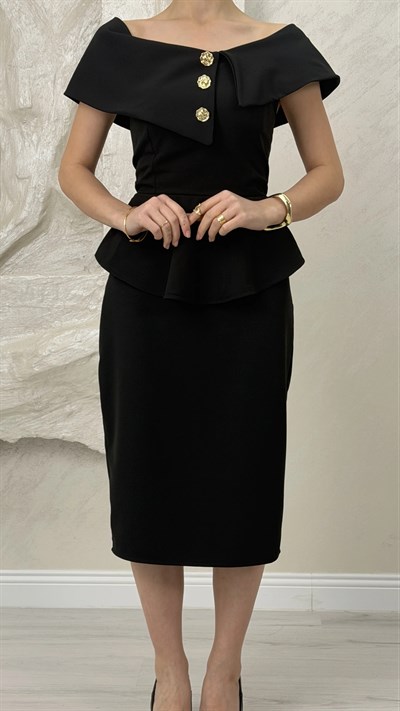 MADONNA YAKA ETEKLİ ELBİSE