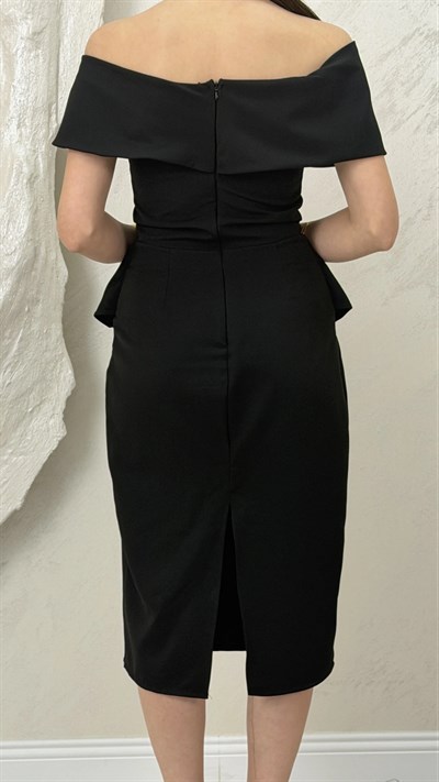 MADONNA YAKA ETEKLİ ELBİSE