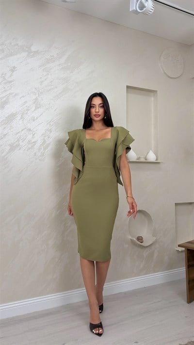 ANTONELLA YEŞİL RENKLİ ELEGANT KADIN ELBİSE