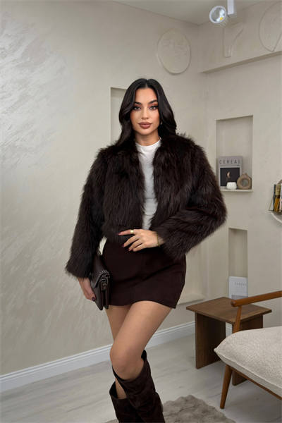 Lily Kahve Renkli Kadın Lux Kürk Mont