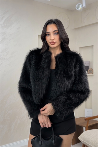 Lily Siyah Renkli Kadın Lux Kürk Mont