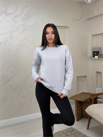 Willow Gri Renkli Yuvarlak Yaka Kadın Sweatshirt