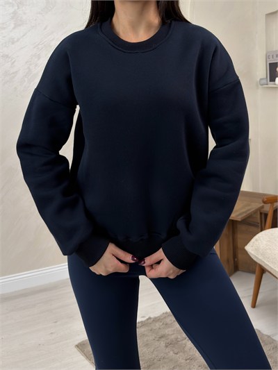 Willow Lacivert Renkli Yuvarlak Yaka Kadın Sweatshirt