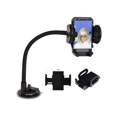 Telefon Tutucu 35cm Spralli Vantuzlu Vakum Siyah