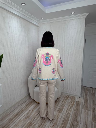 Paça Kesik Yüksek Bel Kot Pantolon - BEJ