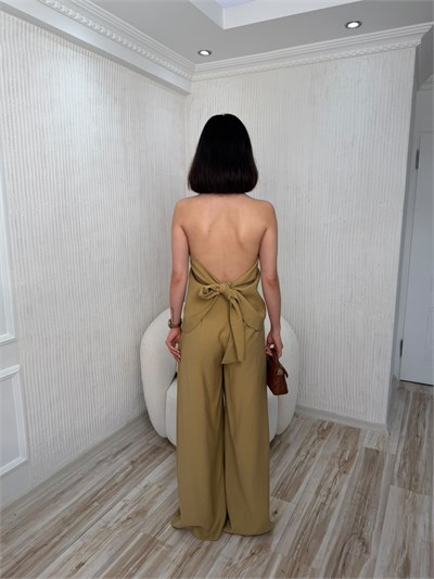 Sırtı Bağlamalı Tencel Bluz - CAMEL