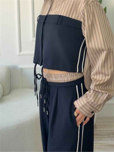 Yan Şerit Detaylı Bol Paça Pantolon - LACİ
