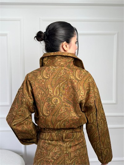 Kuşaklı Kısa Gabardin Ceket - ŞALDESEN