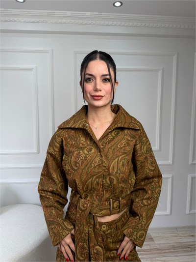 Kuşaklı Kısa Gabardin Ceket - ŞALDESEN