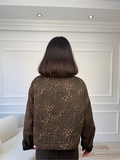 Leopar Desenli Kadife Yaka Ceket - LEOPAR