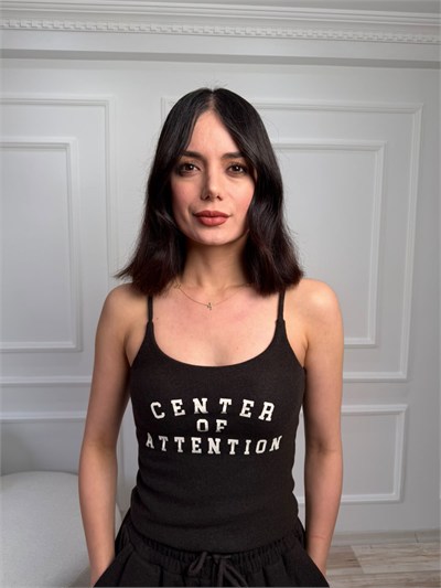 Yazı Baskılı İnce Askılı Atlet - KAHVE