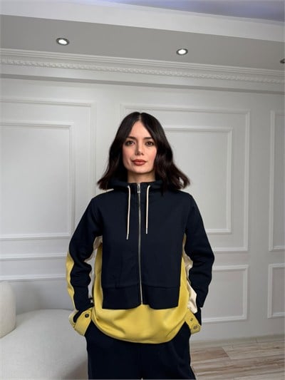 Katmanlı Kapüşonlu Sweatshirt ve Geniş Paça Pantolon Takım - LACİ