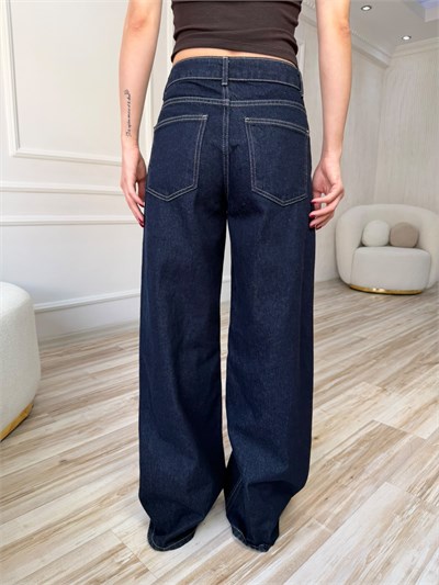 Ekstra Geniş Paça Yüksek Bel Jean Pantolon - RAW YIKAMA