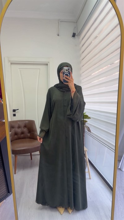 Çift Kat Abaya - Haki