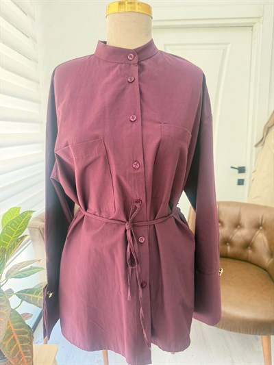 Poplin Gömlek - Bordo