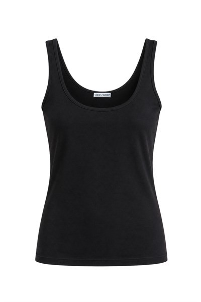 1008 Kadın Pamuklu U Yaka Askılı Yumuşak Dokulu Basic Kolsuz Atlet Body Siyah