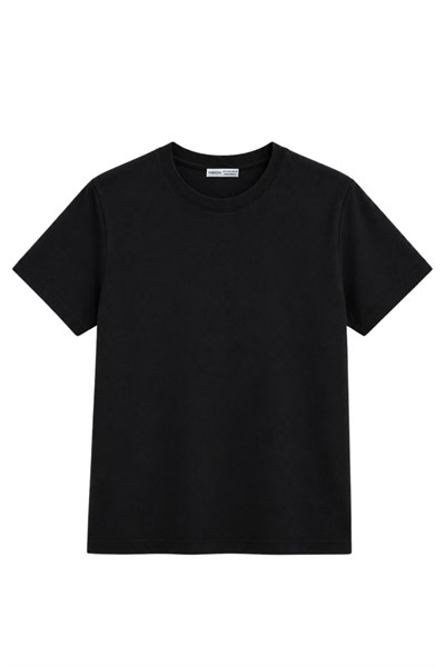 1009 Kadın Pamuklu Regular Fit Bisiklet Yaka Yumuşak Dokulu Kısa Kollu Basic T-Shirt Siyah