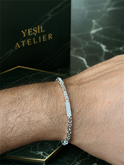 Taşlı Kral Zincir Erkek Gümüş Bileklik