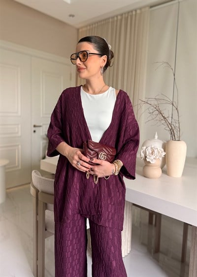 Mor Bürümcük Kimono Takım