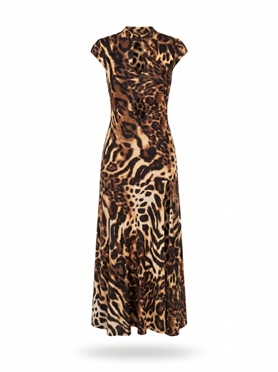 DELILAH Leopar Desen Uzun Elbise