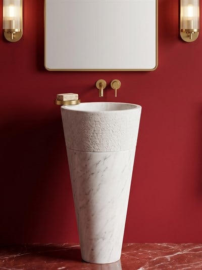 Bianco Carrara Ayaklı Mermer Lavabo - AMSK26020