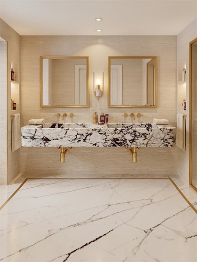 Calacatta Viola Çift Hazneli Mermer Lavabo - AMSK26006