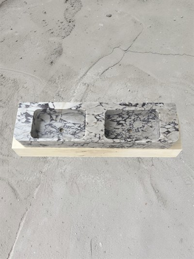 Calacatta Viola Çift Hazneli Mermer Lavabo - AMSK26006