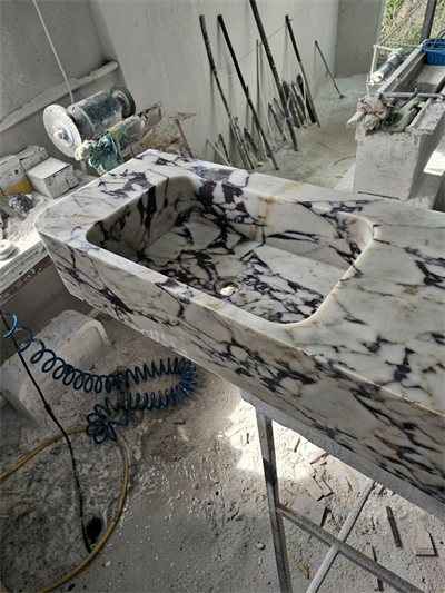 Calacatta Viola Çift Hazneli Mermer Lavabo - AMSK26006