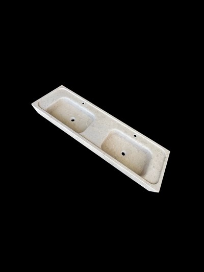 Doğal Bej Çift Hazneli Mermer Lavabo - AMSK26008