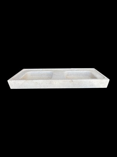 Doğal Bej Çift Hazneli Mermer Lavabo - AMSK26008