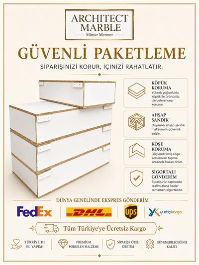 Fildişi Taş Görünümlü Porselen Lavabo - AC26010
