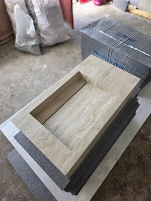 Klasik Traverten Görünümlü Porselen Lavabo - AC26009