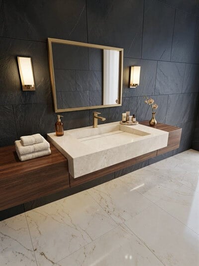 Klasik Traverten Görünümlü Porselen Lavabo - AC26006