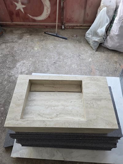 Klasik Traverten Görünümlü Porselen Lavabo - AC26009