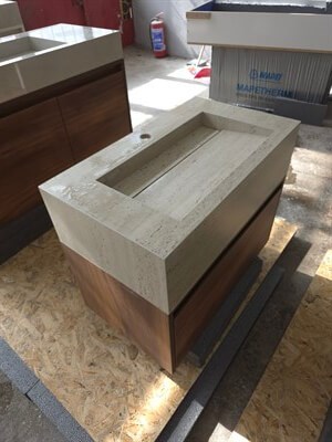Klasik Traverten Görünümlü Porselen Lavabo - AC26006