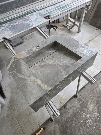 Kül Gri Altın Damarlı Porselen Lavabo - AC26017